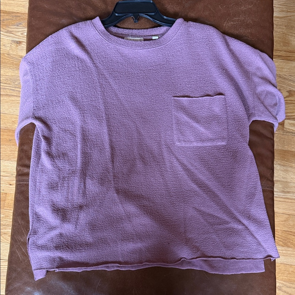 Altar'd State Mauve Textured Short Sleeve Pocket Tee